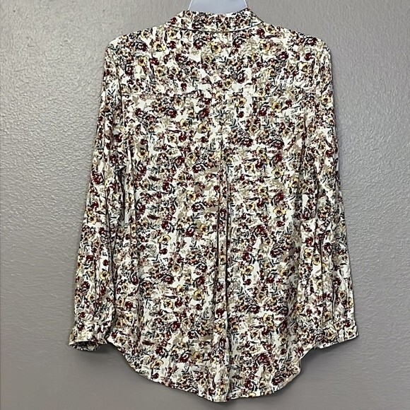 Beachlunchlounge Collection Womens Floral Long Sleeve Collared Button Up Top L - Picture 9 of 13